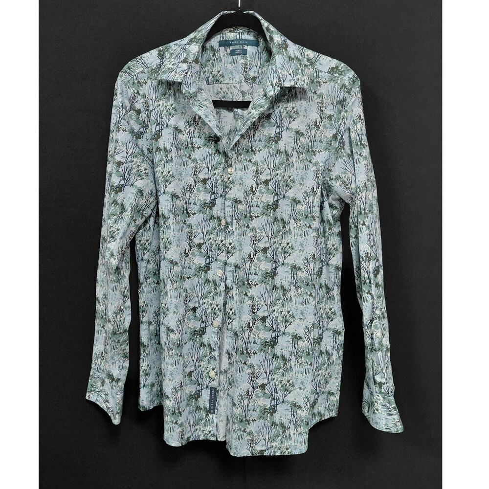 Perry Ellis Slim Fit Stretch Floral Shirt Long Sleeve Men See Measurements
